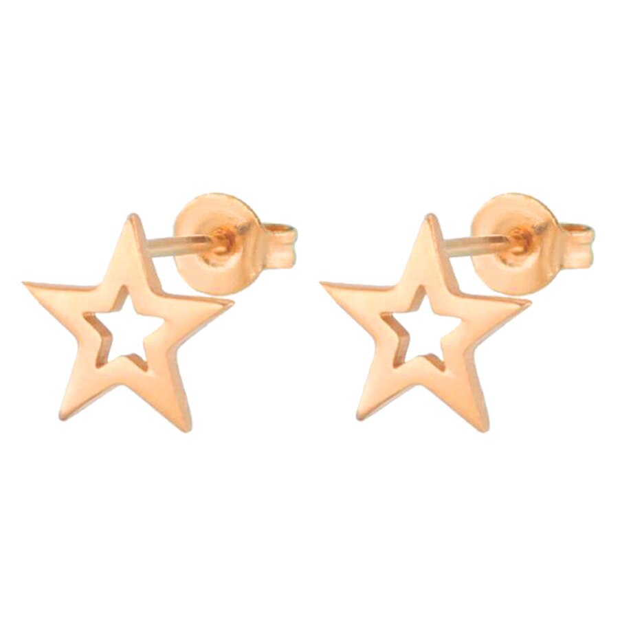 Fashion Stainless Steel Love Star Pentagram Triangle Stud Earrings Simple