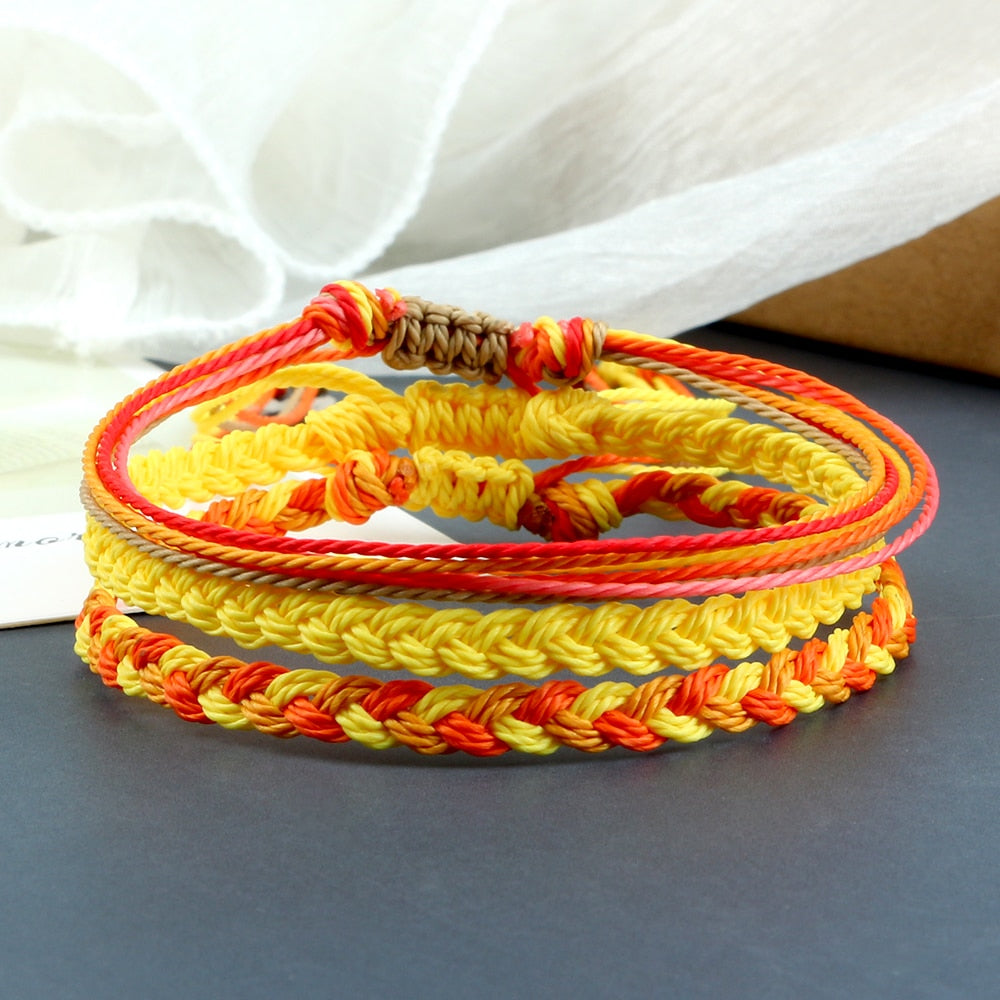 3Pcs/Set Wax Line Braided Bracelet Colorful Bracelet & Bangles Handmade Adjustable