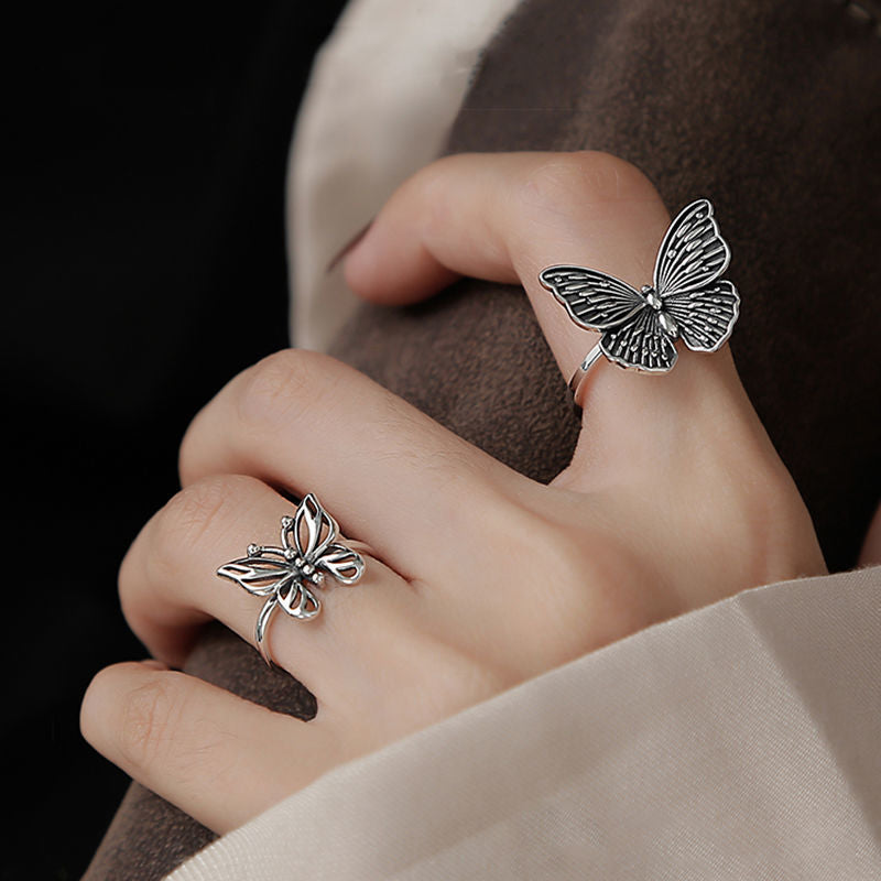 Trendy Butterfly Metal Punk Rings Set