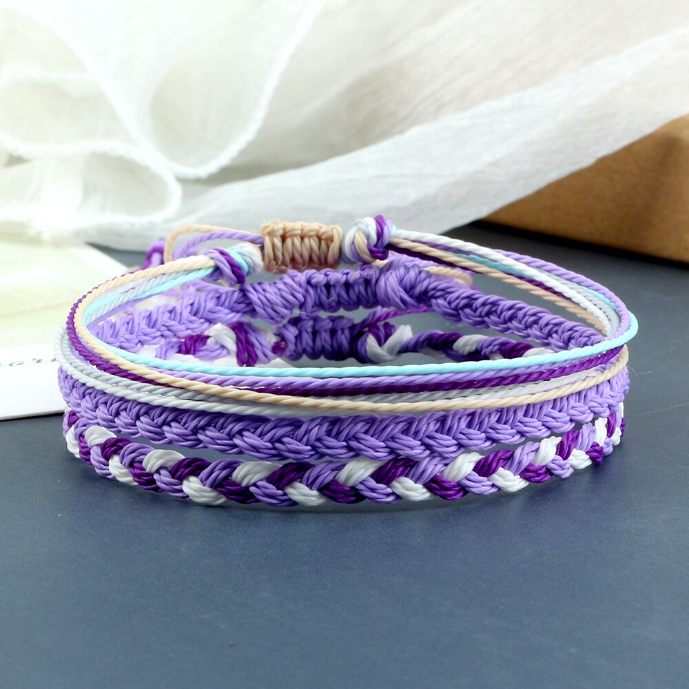 3Pcs/Set Wax Line Braided Bracelet Colorful Bracelet & Bangles Handmade Adjustable