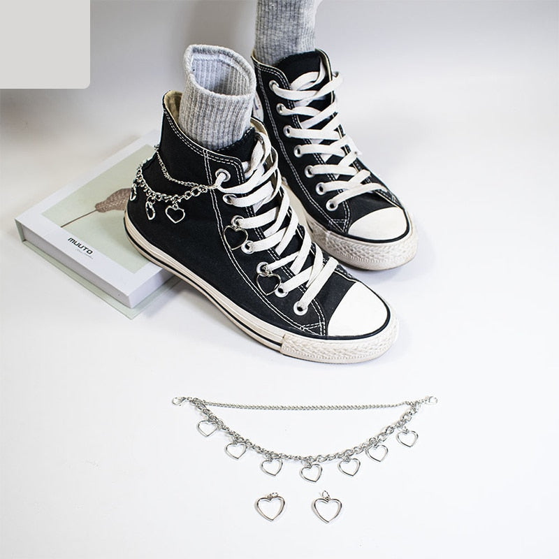 1PCS Charm Tassel Heart Pendant Boot Shoe Chain Sneakers Trendy Sports Shoes Chain Party Jewelry Gift