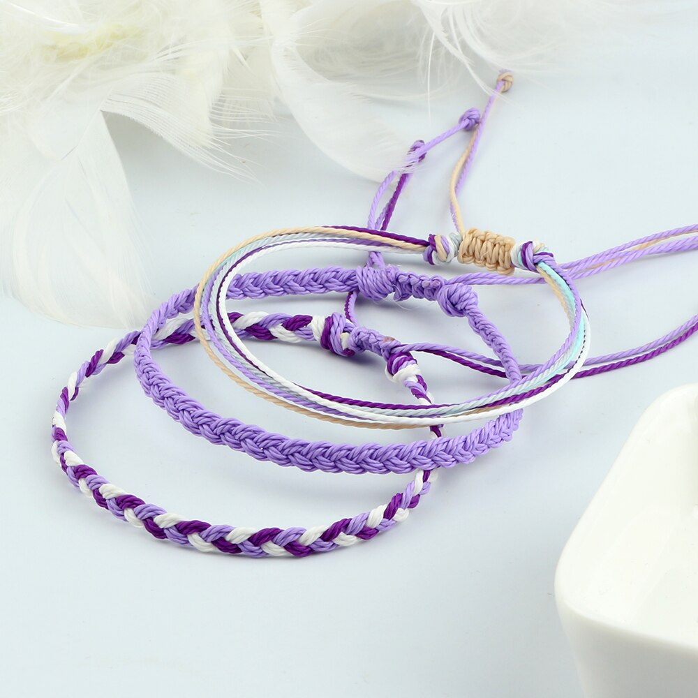 3Pcs/Set Wax Line Braided Bracelet Colorful Bracelet & Bangles Handmade Adjustable