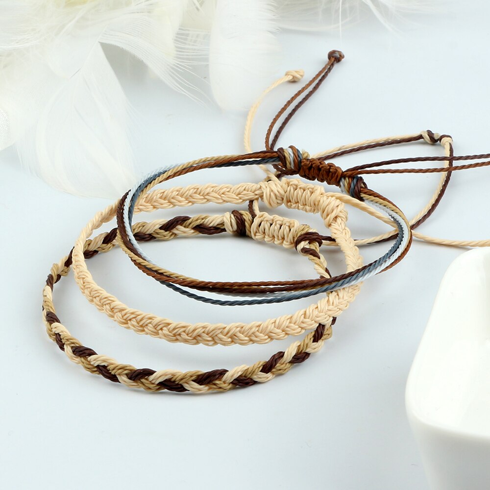 3Pcs/Set Wax Line Braided Bracelet Colorful Bracelet & Bangles Handmade Adjustable