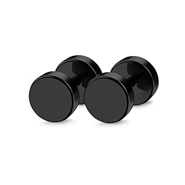 10 Pairs Stud Earrings Stainless Steel Earrings Set Small Round Ring Earrings Black