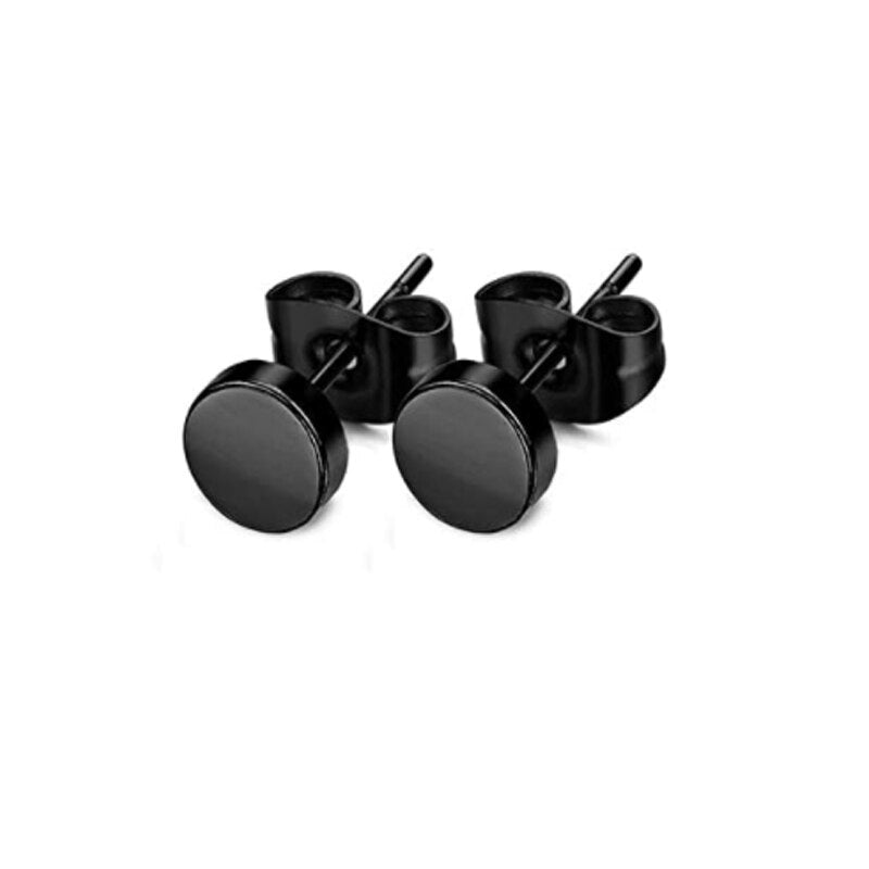 10 Pairs Stud Earrings Stainless Steel Earrings Set Small Round Ring Earrings Black