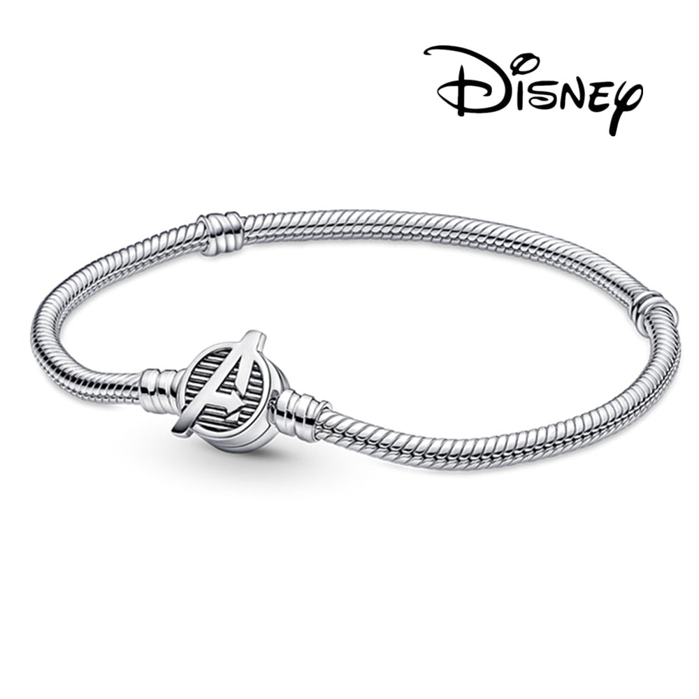 Disney Sterling Silver Bracelet Mickey Mouse Heart Bracelet Charms