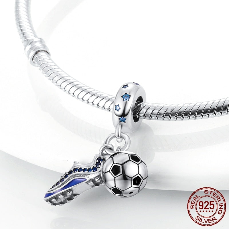 2022 World Football Sport Soccer Dumbbell Yoga Dangle Charm fits Bracelet Necklace