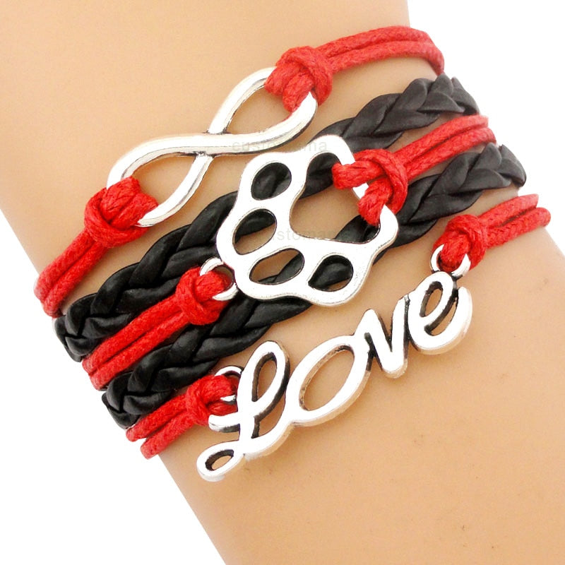 Dog Paw Infinity Love Charm Bracelets