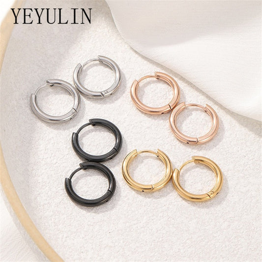 5pcs/lot Stainless Steel Circle Hoop Earrings