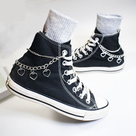 1PCS Charm Tassel Heart Pendant Boot Shoe Chain Sneakers Trendy Sports Shoes Chain Party Jewelry Gift