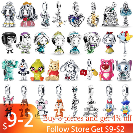 Disney Sterling Silver Disney Princess Charms Fits Pandora Bracelets & Bangles