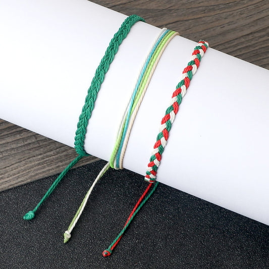 3Pcs/Set Wax Line Braided Bracelet Colorful Bracelet & Bangles Handmade Adjustable